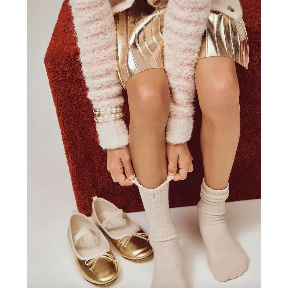 J.Crew Crewcuts Girls Strappy Ballet Flats Golden Honey Metallic Party K3 NWT